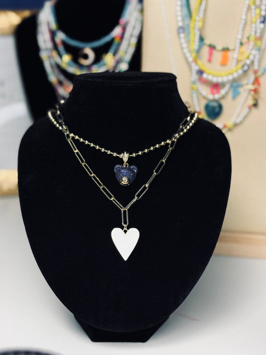 Collar White heart Bear 🧸