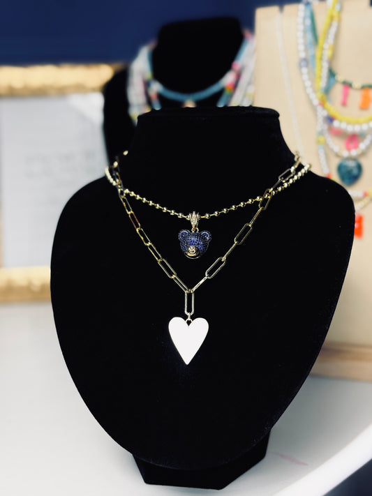 Collar White heart Bear 🧸