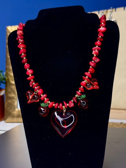Collar rojo corazón❤️